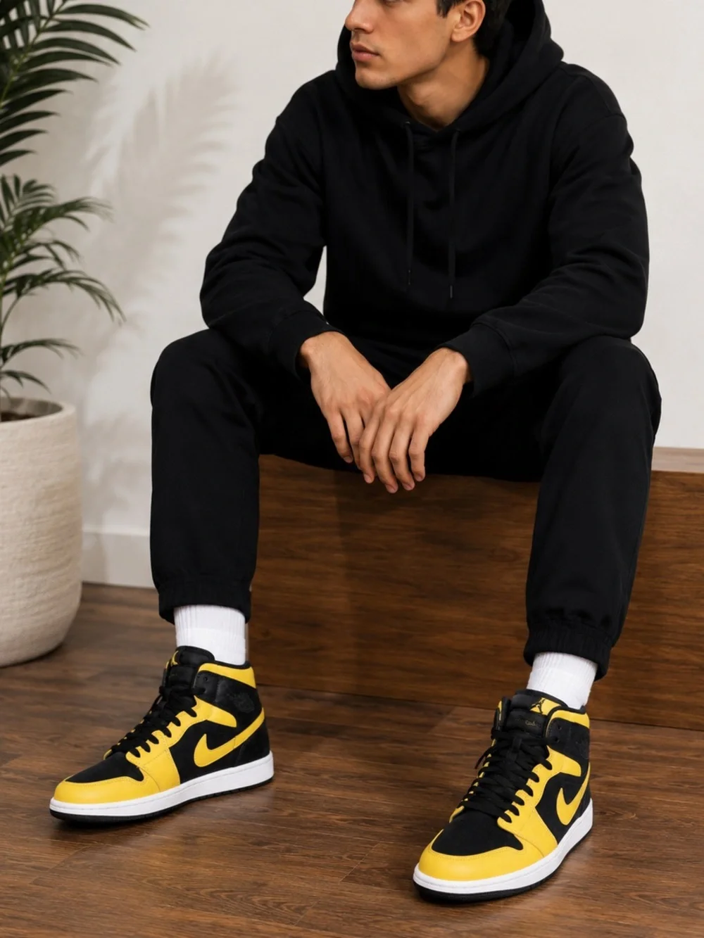 Nike Air Jordan 1 Mid Reverse New Love Yellow Black 554724-071 Size 13